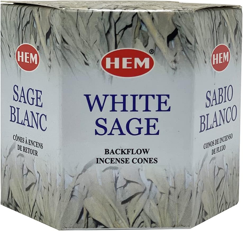 Hem White Sage Backflow Incense Cones - 40 Waterfall Cones Pack