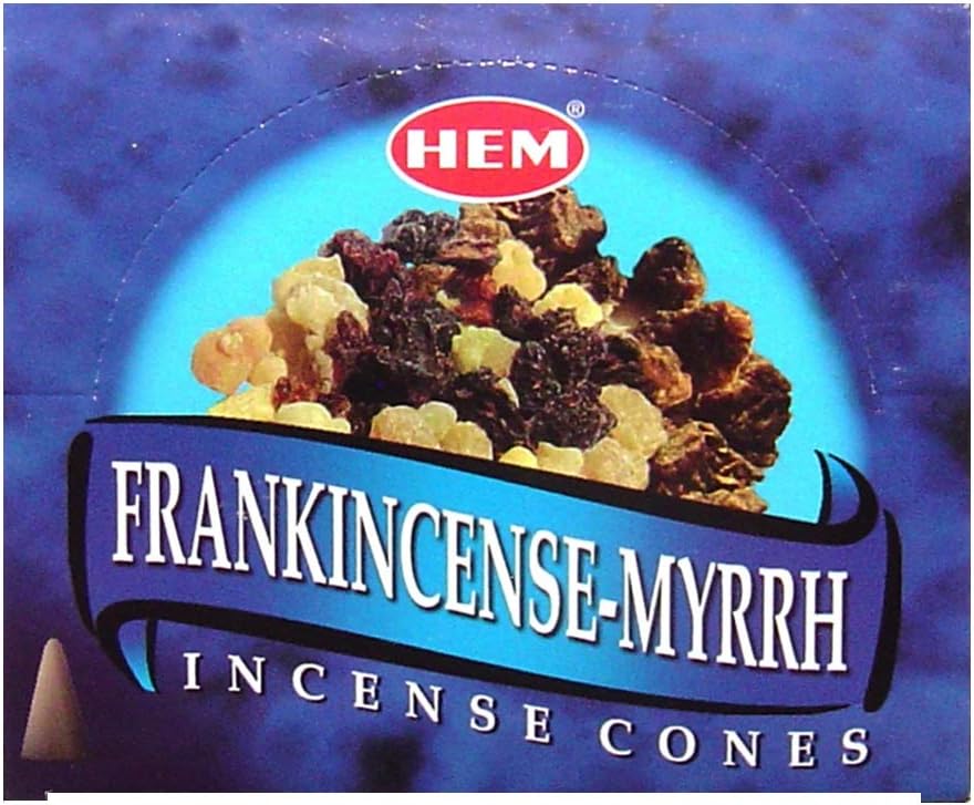 Hem Frankincense & Myrrh Incense Cones - 120 Dhoop Cones Pack