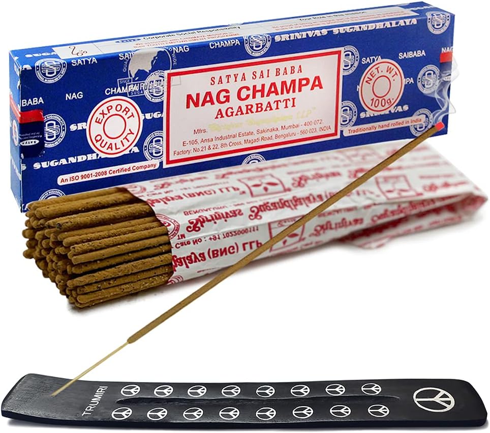 Satya Nag Champa Incense Sticks - 1 Pack of 100g Nagchampa - Total Approx 100 Indian Agarbatti Spiritual Sticks