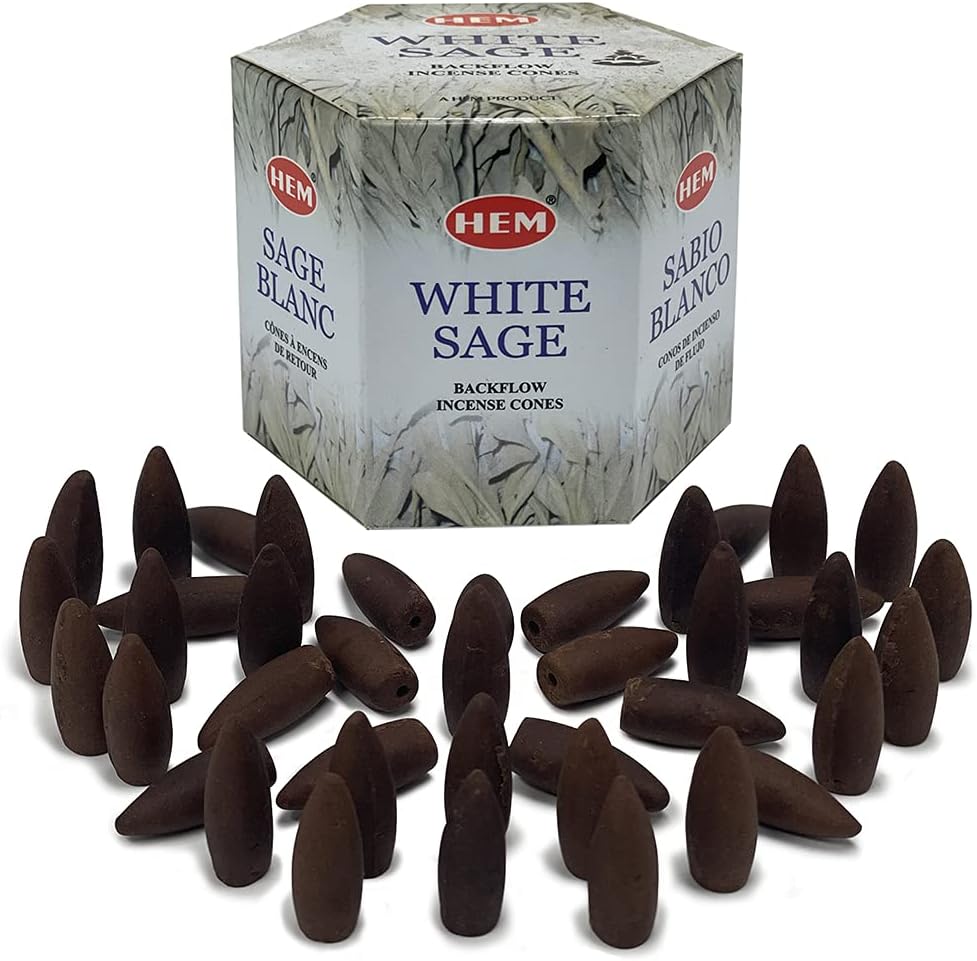 Hem White Sage Backflow Incense Cones - 40 Waterfall Cones Pack