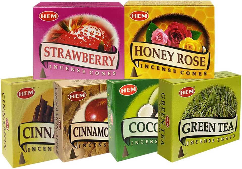 Hem 6 Bestselling Scents Incense Cones Variety Pack - 10 cones/scent - Total Approx 60 Cones