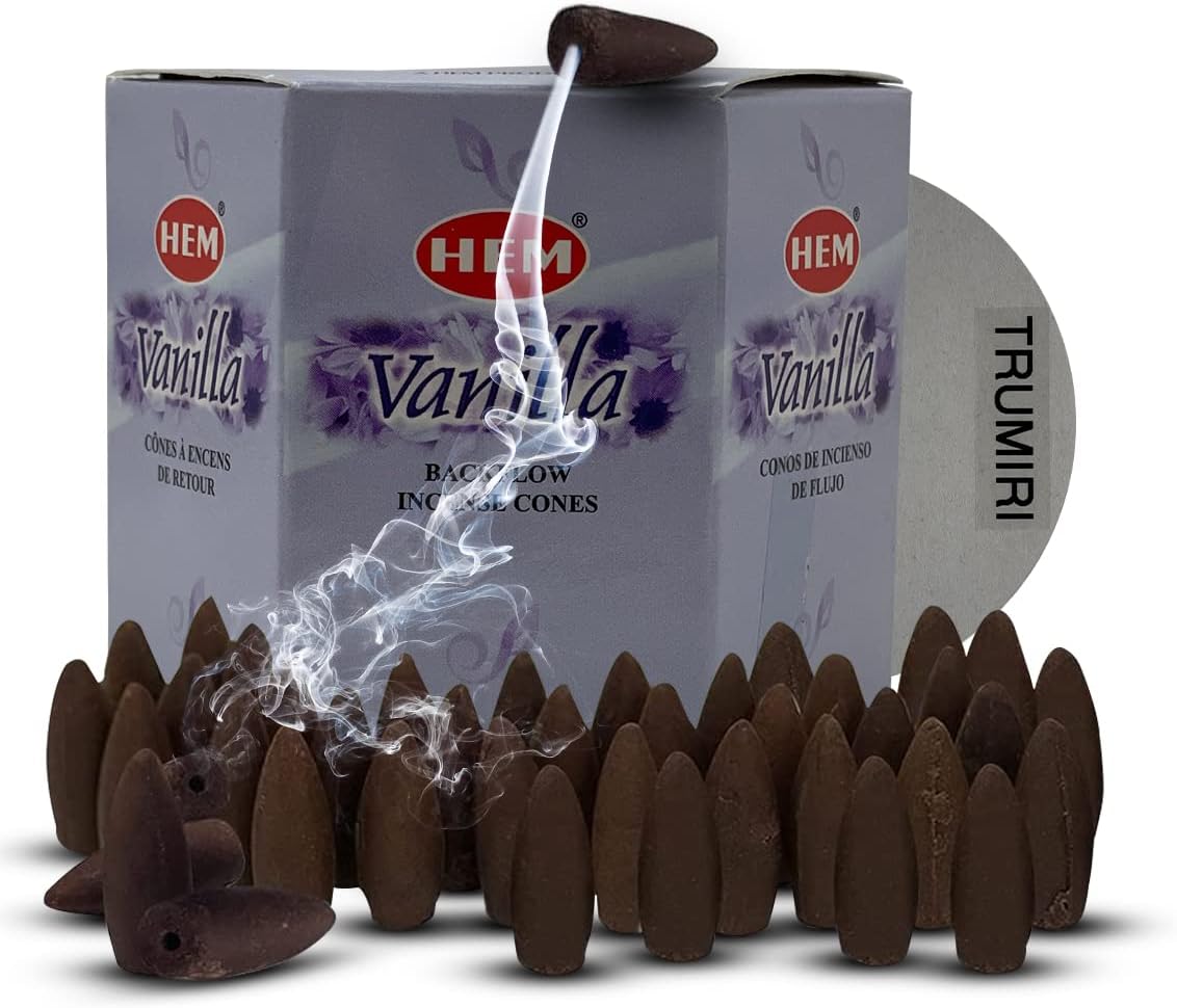 Hem Vanilla Backflow Incense Cones - 40 Waterfall Cones Pack