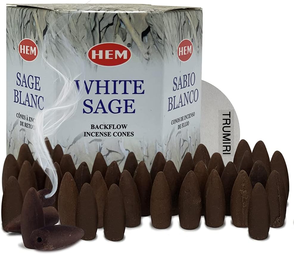 Hem White Sage Backflow Incense Cones - 40 Waterfall Cones Pack