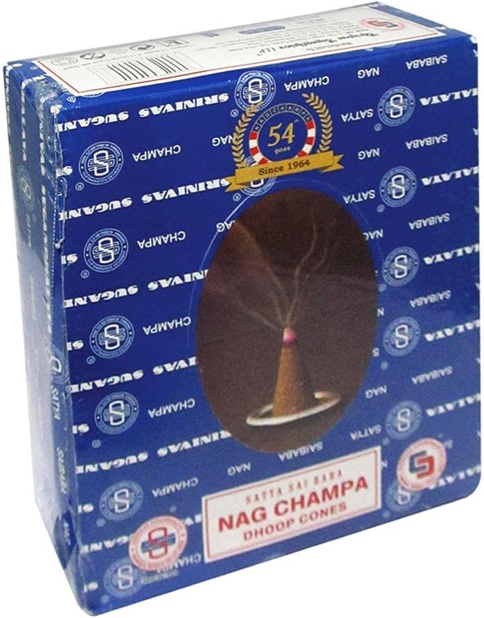 Satya Nag Champa Incense Cones - 12 Packs of 12 Nagchampa Dhoop Cones - Total Approx 144 Cones