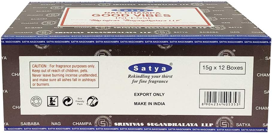 Satya Good Vibes Incense Sticks - 12 Packs of 15g Agarbatti - Total Approx 180 Spiritual Sticks