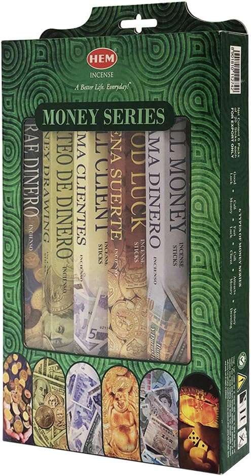 Hem 6 Money Series Scents Incense Sticks Variety Pack - 20 sticks/scent - Total Approx 120 Joss Sticks Incienso Sahumerio