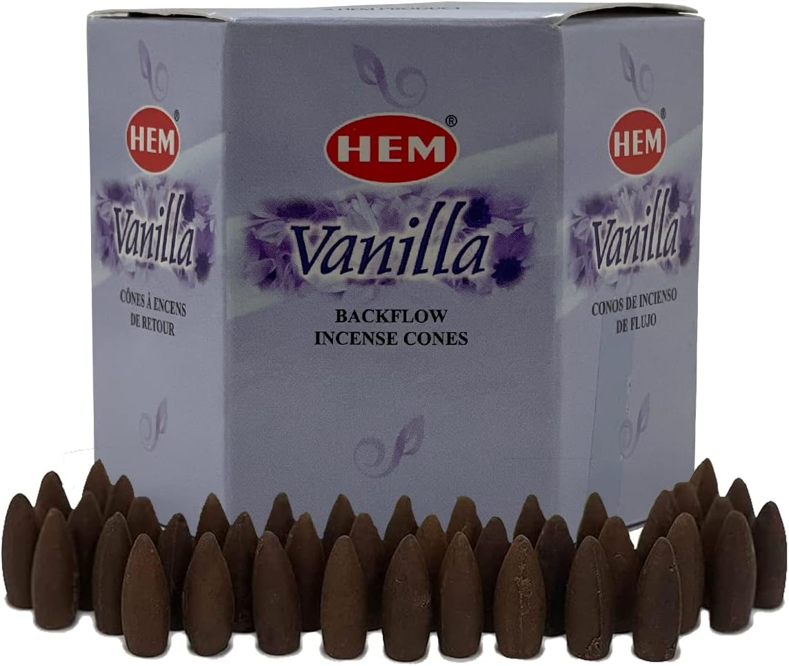 Hem Vanilla Backflow Incense Cones - 40 Waterfall Cones Pack