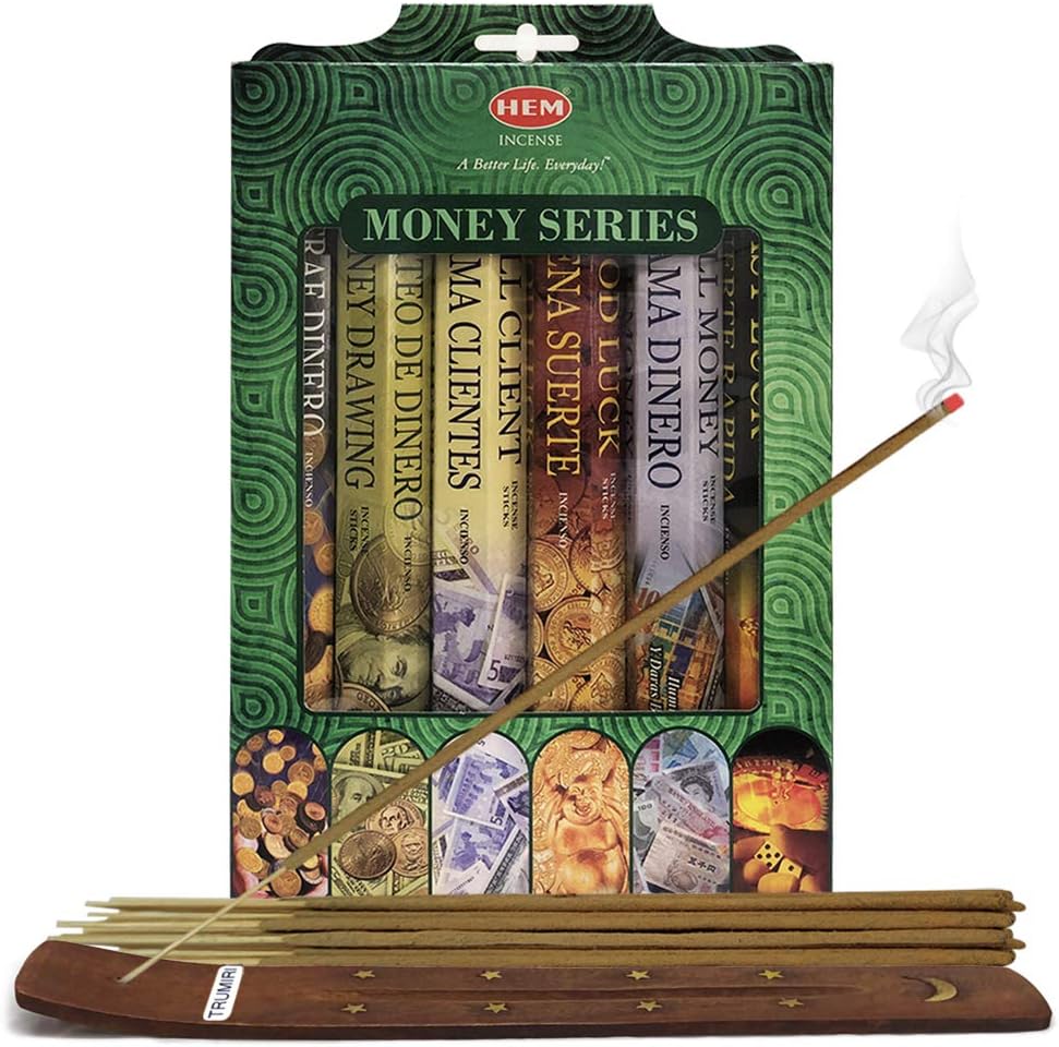 Hem 6 Money Series Scents Incense Sticks Variety Pack - 20 sticks/scent - Total Approx 120 Joss Sticks Incienso Sahumerio