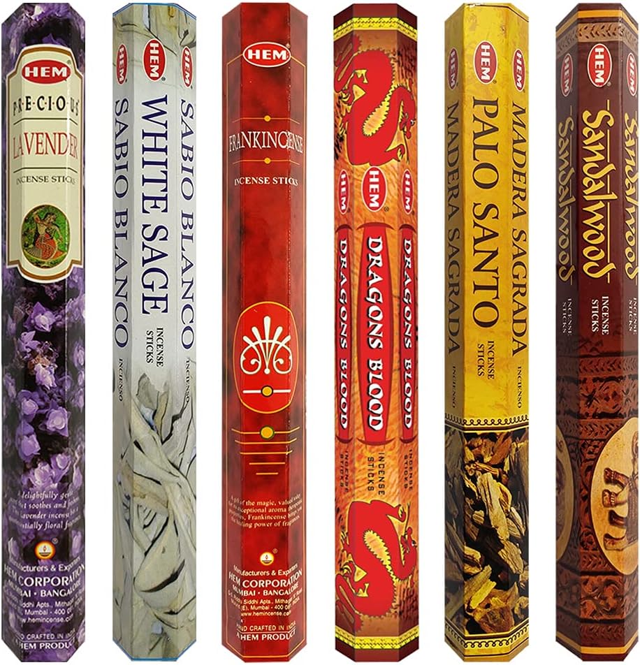 Hem 6 Most Gifted Scents Incense Sticks Variety Pack - 20 sticks/scent - Total Approx 120 Joss Sticks Incienso Sahumerio