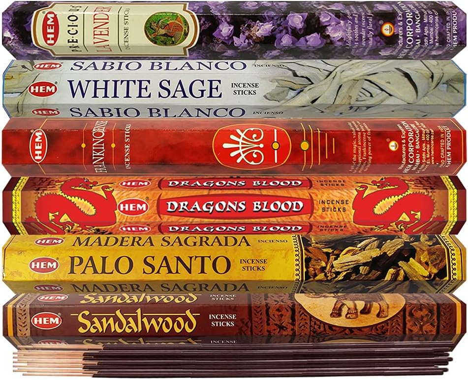 Hem 6 Most Gifted Scents Incense Sticks Variety Pack - 20 sticks/scent - Total Approx 120 Joss Sticks Incienso Sahumerio