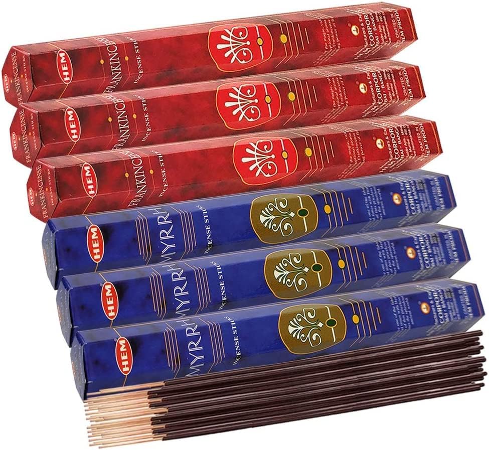 Hem Frankincense and Myrrh Combo Incense Sticks - 60 sticks/scent - Total Approx 120 Incienso Sahumerio Sticks