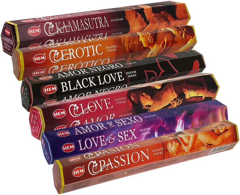 Hem 6 Love Themed Scents Incense Sticks Variety Pack - 20 sticks/scent - Total Approx 120 Joss Sticks Incienso Sahumerio