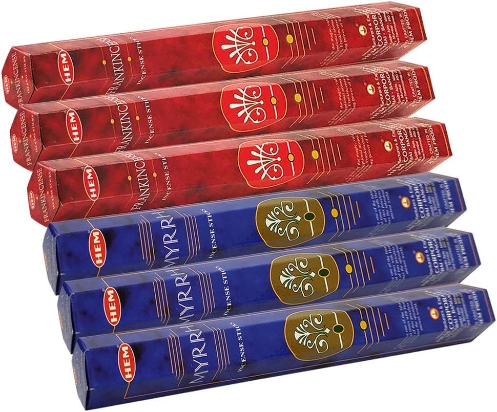 Hem Frankincense and Myrrh Combo Incense Sticks - 60 sticks/scent - Total Approx 120 Incienso Sahumerio Sticks