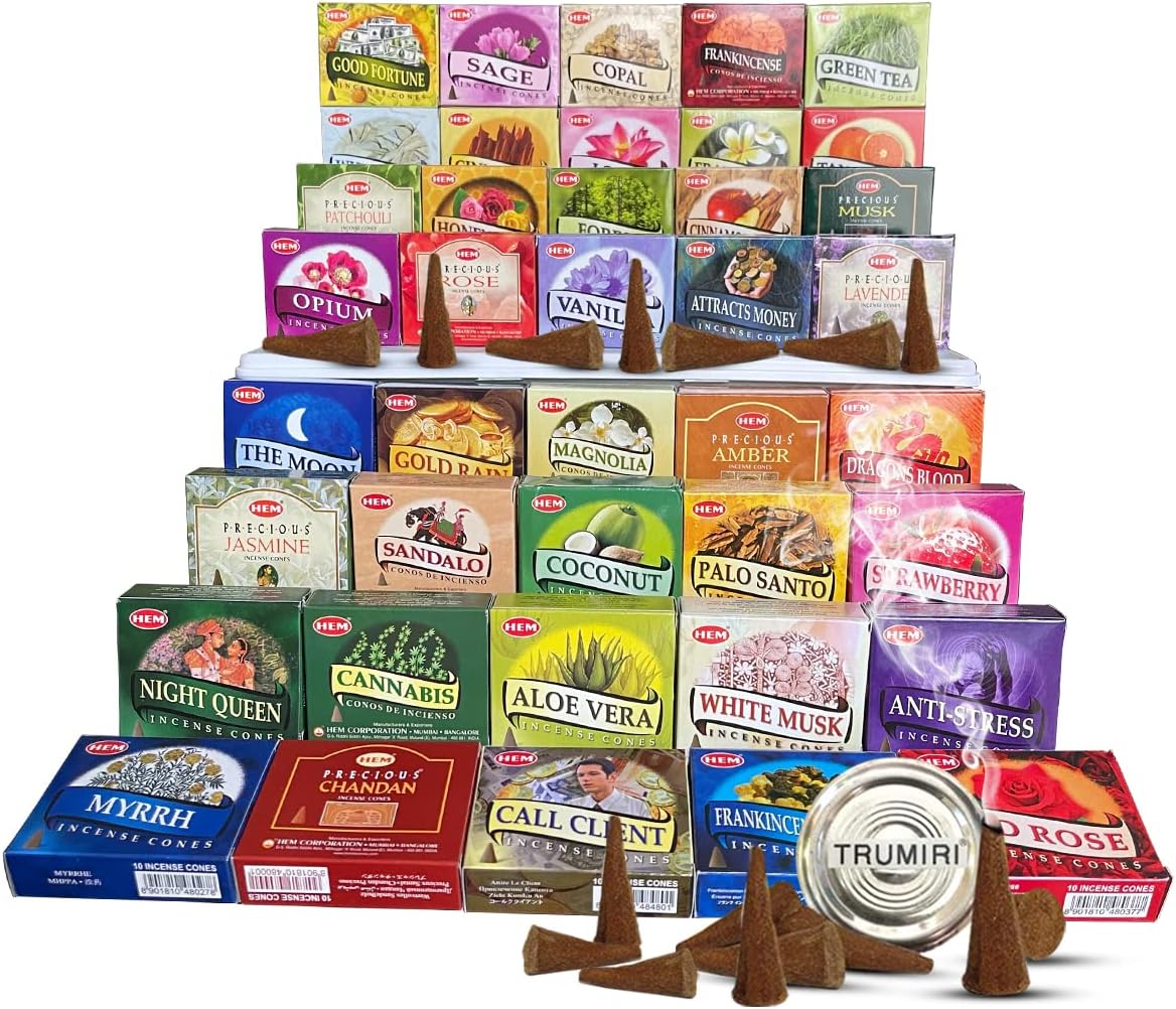 Hem 12 Randomly Selected Scents Incense Cones Variety Pack - 10 cones/scent - Total Approx 120 Cones