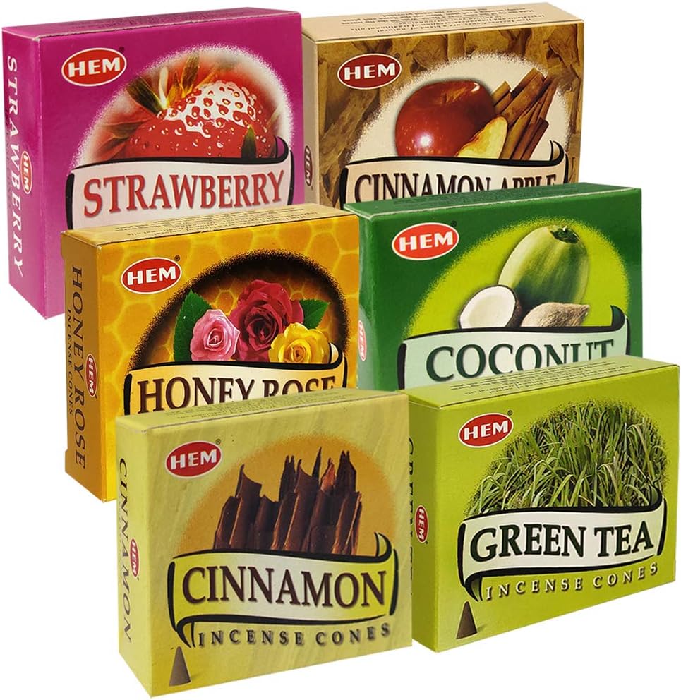 Hem 6 Bestselling Scents Incense Cones Variety Pack - 10 cones/scent - Total Approx 60 Cones