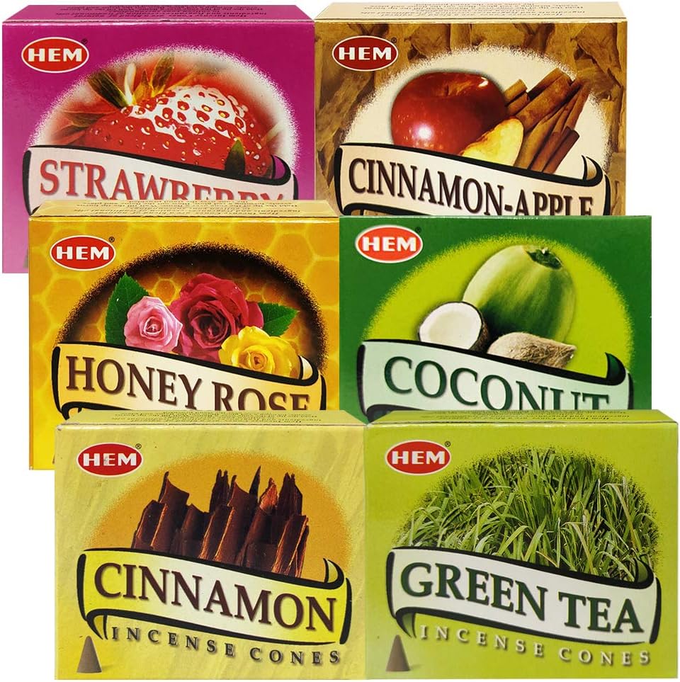 Hem 6 Bestselling Scents Incense Cones Variety Pack - 10 cones/scent - Total Approx 60 Cones