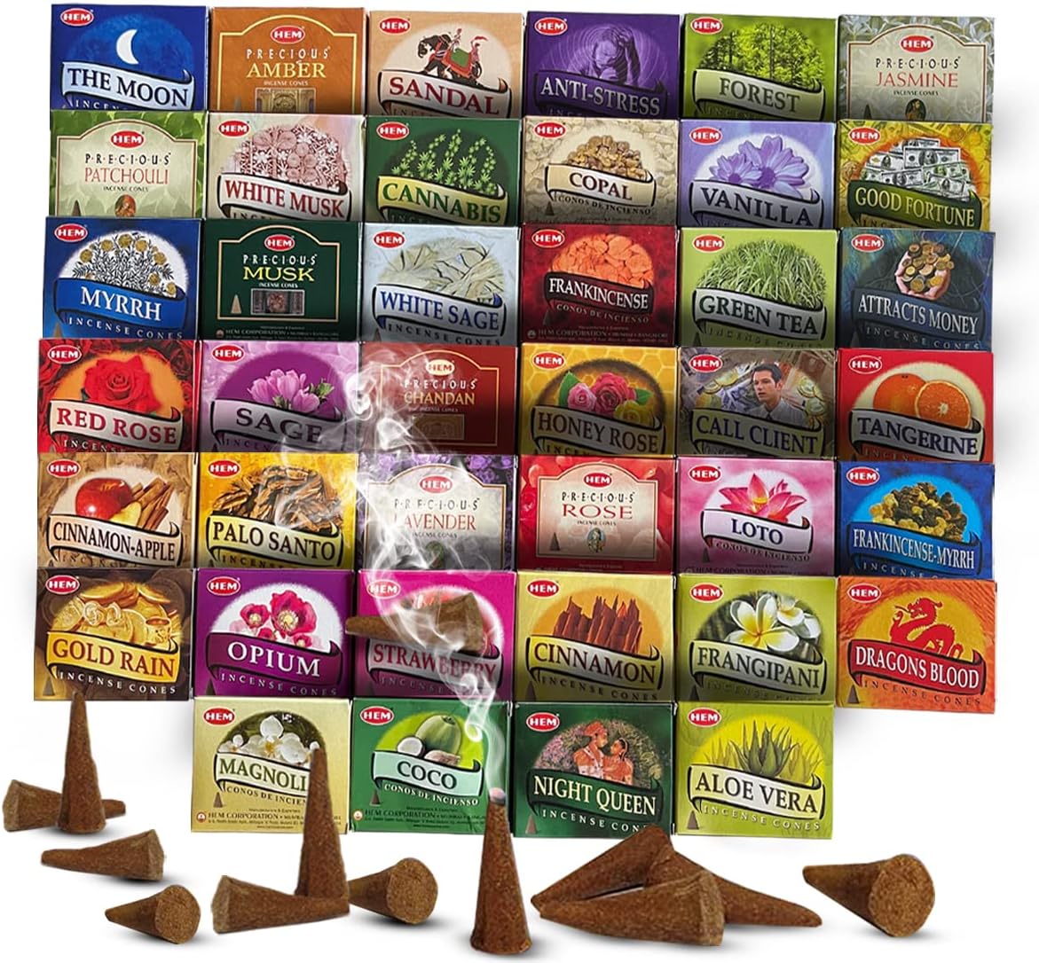 Hem 12 Randomly Selected Scents Incense Cones Variety Pack - 10 cones/scent - Total Approx 120 Cones