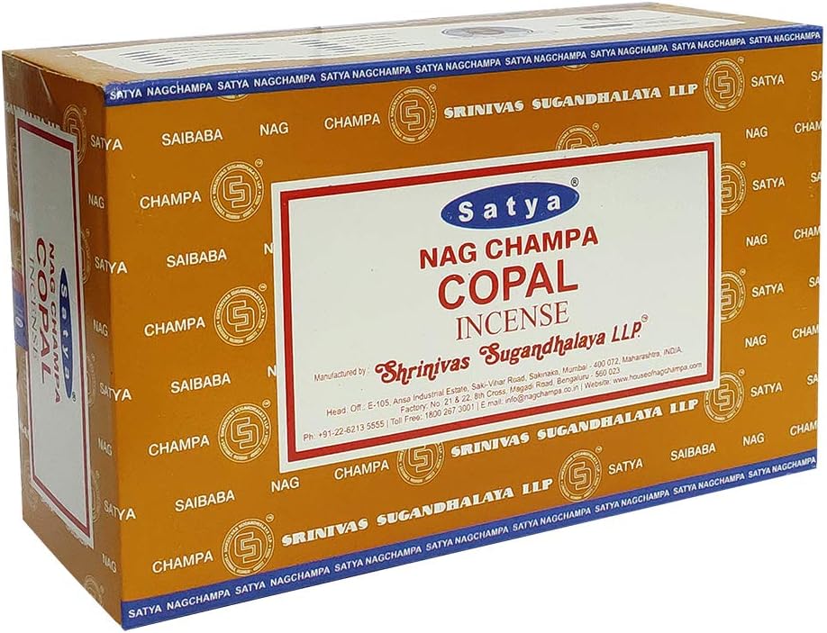 Satya Copal Incense Sticks - 12 Packs of 15g Agarbatti - Total Approx 180 Spiritual Sticks