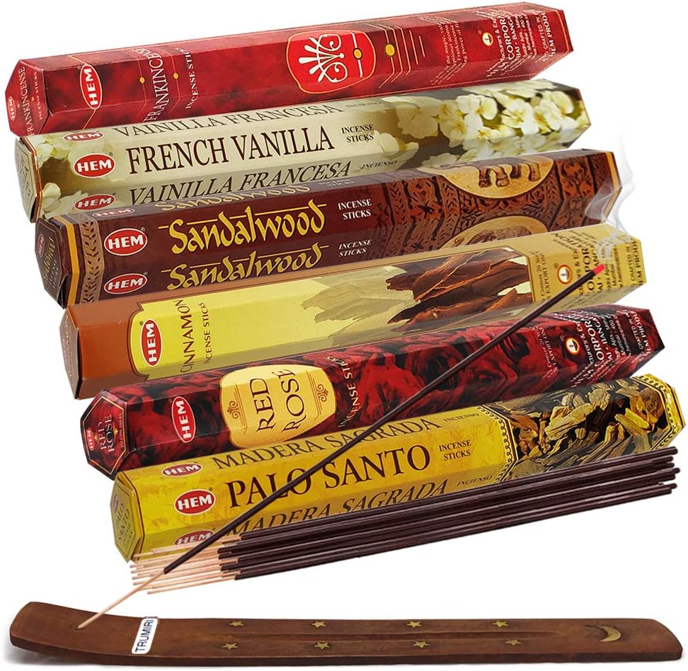 Hem 6 Most Desired Scents Incense Sticks Variety Pack - 20 sticks/scent - Total Approx 120 Joss Sticks Incienso Sahumerio