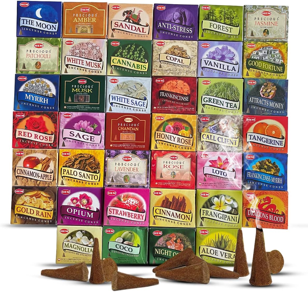 Hem 12 Randomly Selected Scents Incense Cones Variety Pack - 10 cones/scent - Total Approx 120 Cones