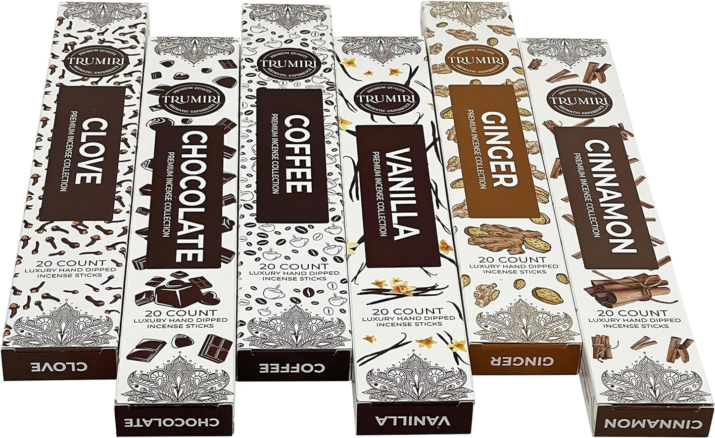 Gourmet Incense Sticks Variety Pack with Incense Holder - 6 Scents - 20 Sticks/Scent - Total 120 Sticks - Incienso Sahumerio Agarbatti Joss Sticks