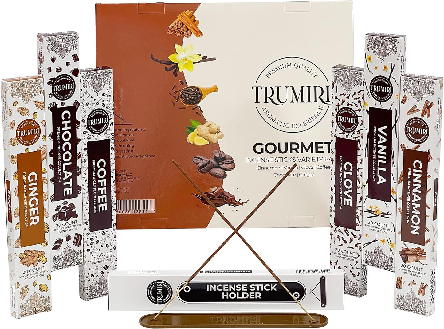 Gourmet Incense Sticks Variety Pack with Incense Holder - 6 Scents - 20 Sticks/Scent - Total 120 Sticks - Incienso Sahumerio Agarbatti Joss Sticks