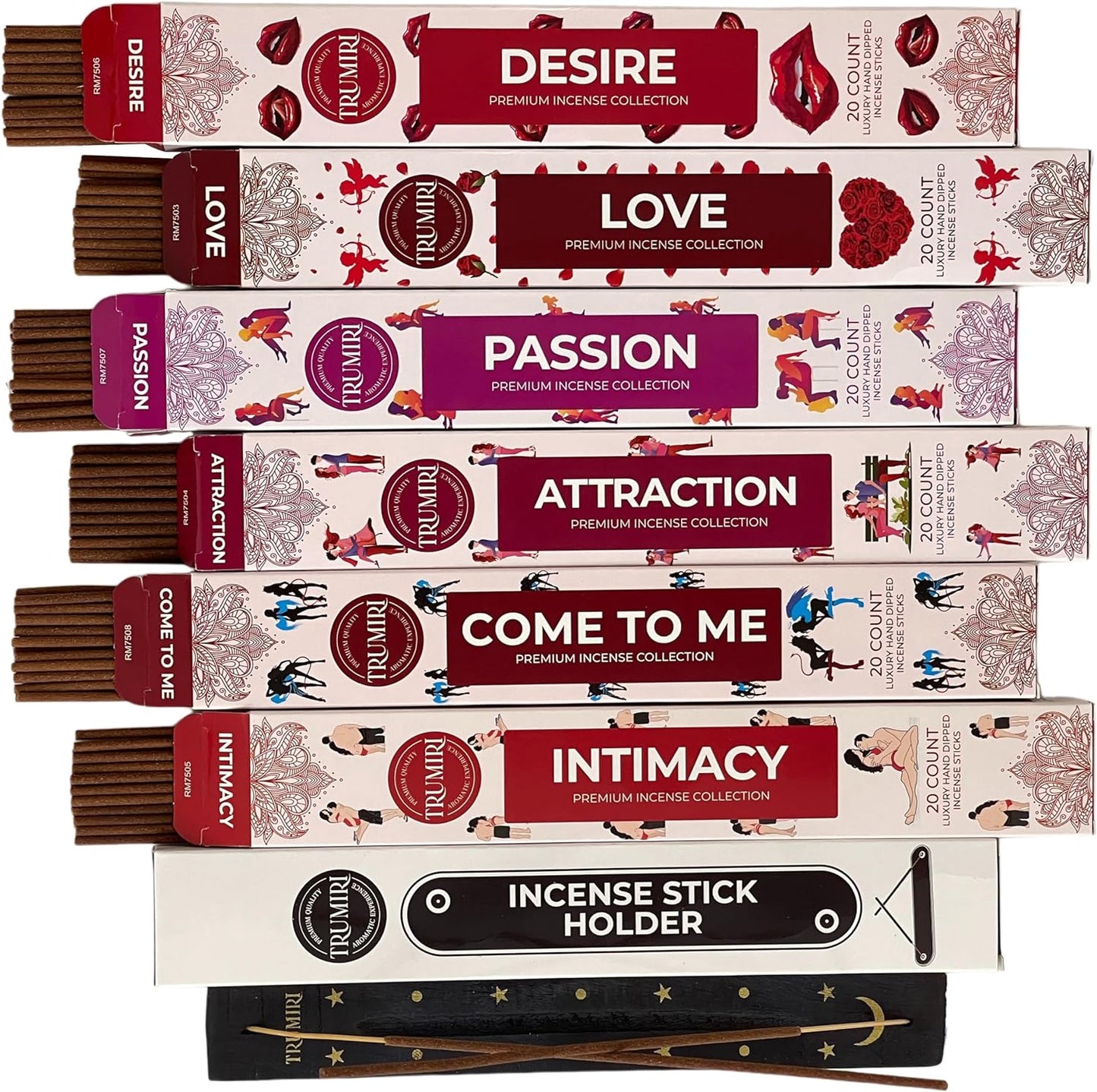 Love Spell Incense Sticks Variety Pack with Incense Holder - 6 Scents - 20 Sticks/Scent - Total 120 Sticks - Incienso Sahumerio Agarbatti Joss Sticks