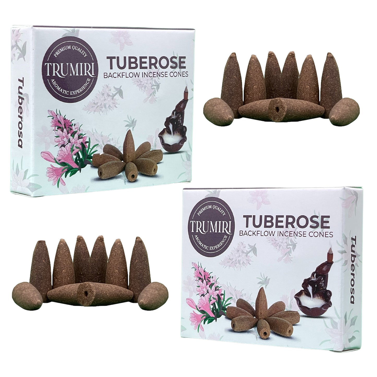 Trumiri Backflow Incense Cones Twin Packs - 2 Packs of 10 Cones - Total 20 Backflow Cones