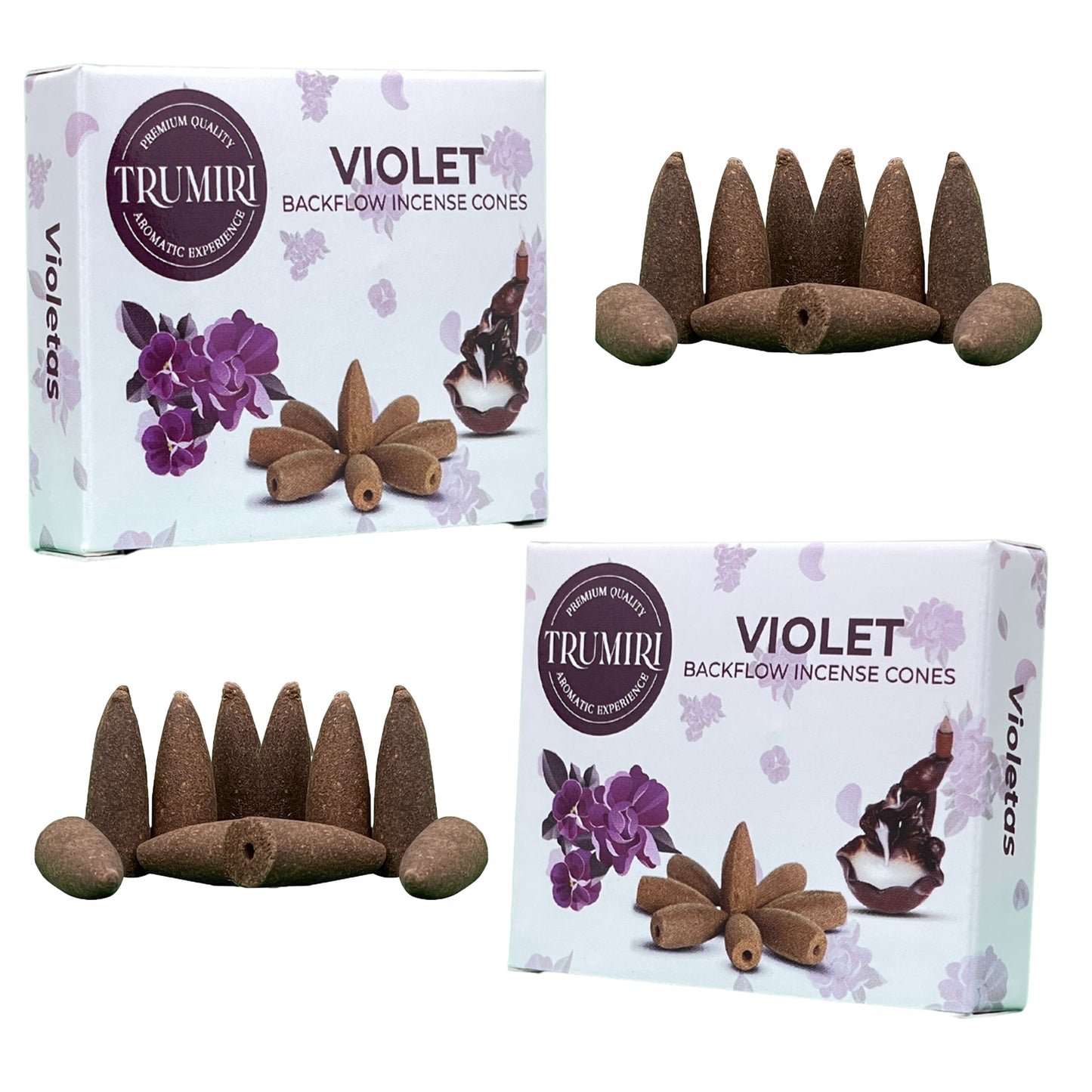 Trumiri Backflow Incense Cones Twin Packs - 2 Packs of 10 Cones - Total 20 Backflow Cones