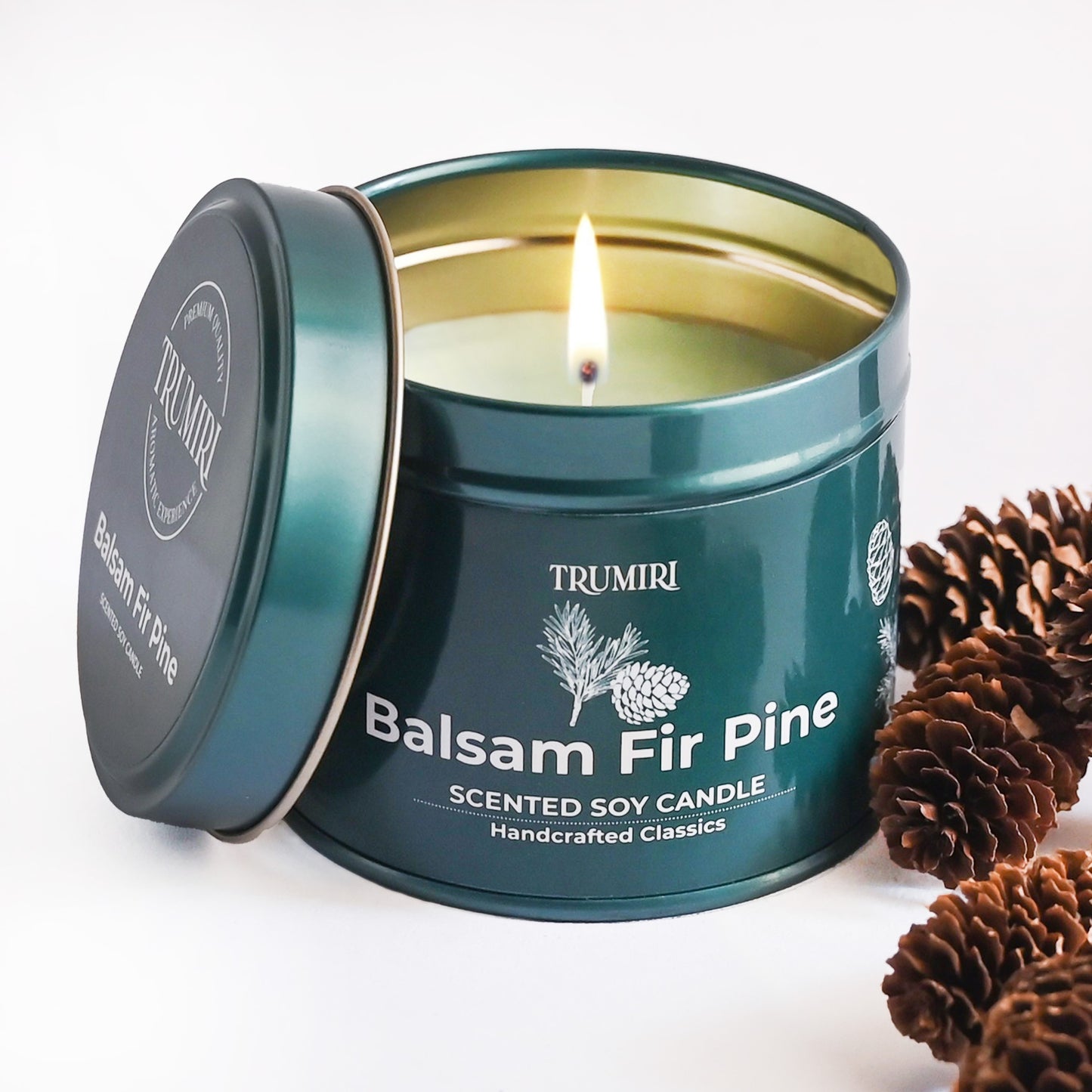 Balsam Fir Pine Scented Candle for Christmas Fall - Natural Non Toxic Soy Wax - Best Fragrant Essential Oils for Home Winter Holidays Luxury Gifts - Long Lasting 5oz